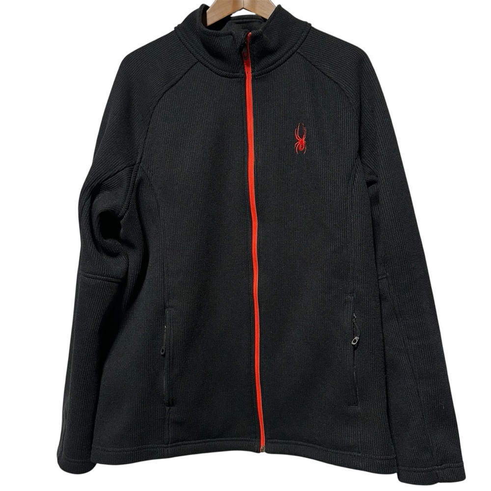 SPYDER Full Zip Sweater Jacket Black Red Logo Activewear XL